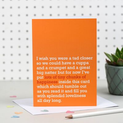 Winzige Glücksbrocken: Miss You Card For Friend (Orange)