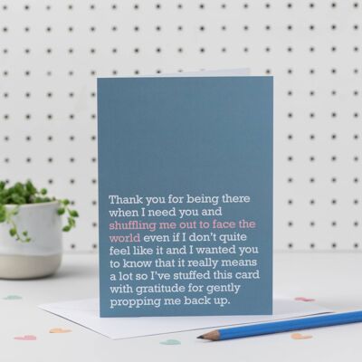 Barajándome para enfrentarme al mundo: tarjeta de agradecimiento todos los días