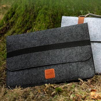 LA ELAS - Housse Eco-Friendly pour ordinateur - 100% recyclé éco-feutre - 13 pouces- gris anthracite 1