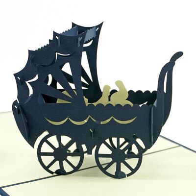 Carte pop-up 3d poussette bebe * naissance