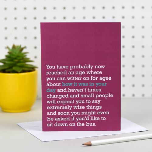 How It Was In Your Day : Birthday Card (Burgundy)