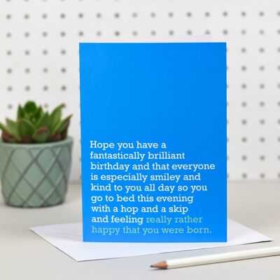Feliz que naciste: tarjeta de cumpleaños (azul)