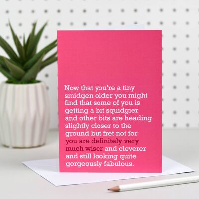 Definitely Very Much Wiser : Birthday Card (Pink)