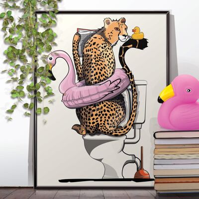 Cheetah on the Toilet Child's Poster