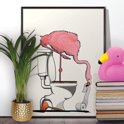 Flamingo auf der Toilette Kinderposter