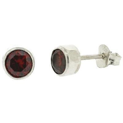 5mm Round Garnet Facetted Stud Earrings with Presentation Box