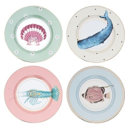 YE - Set of 4 plates 20 cm Marine animals
