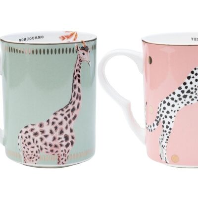 YE - Coffret 2 mugs 28 cl Guépard et Girafe