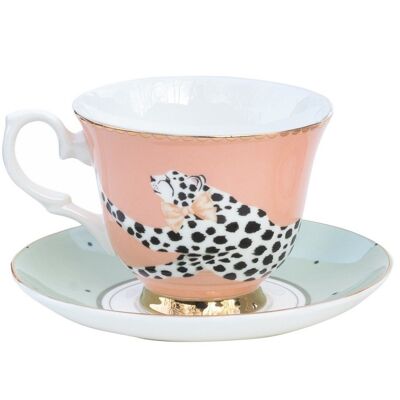 YE - Paar Teetasse 28 cl Safari Cheetah