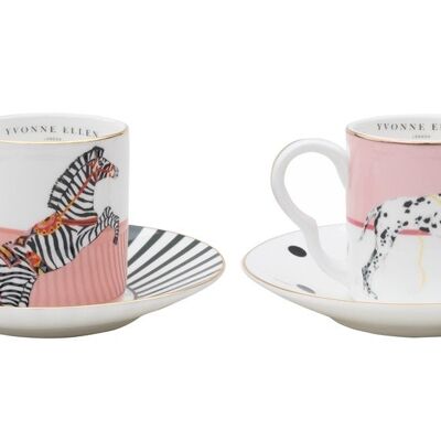 YE - Box 2 Pair Coffee Cup 100 cl Dog - Zebra