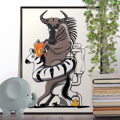 Wildebeest on the Toilet Child's Poster