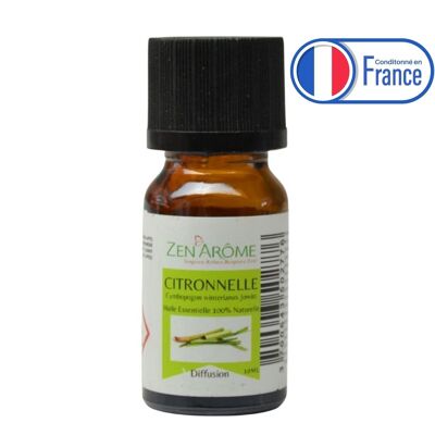Huile Essentielle - Citronnelle - 10 ml – Utilisation pour la Diffusion – Conditionnée en France