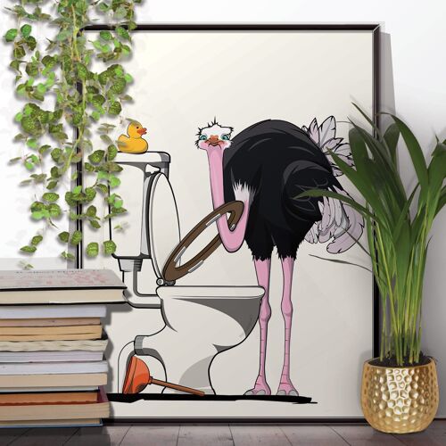 Ostrich on the Toilet Child's Poster