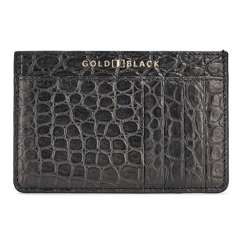 Porte-cartes de luxe en véritable cuir de crocodile noir 1