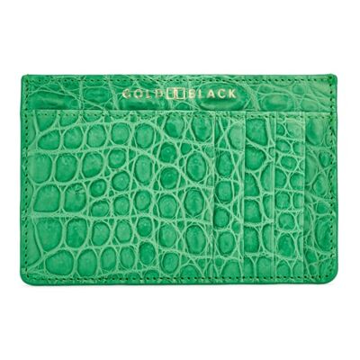 Luxury card case made of real crocodile leather green