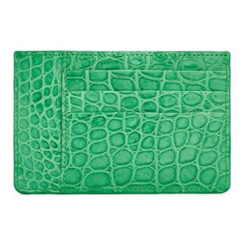 Porte-cartes de luxe en véritable cuir de crocodile vert 2