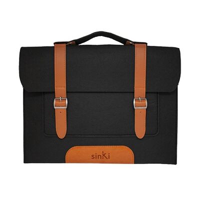 La STRAP - Eco-Friendly Computer Briefcase - 100% recycled eco-felt - shoulder strap - 15 inches - black