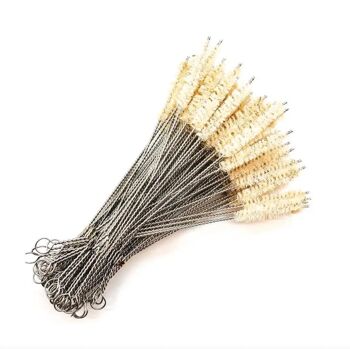 Brosse de nettoyage de paille pour pailles réutilisables en bambou ou en acier inoxydable - Fibre d'herbe / sisal ou fibre de nylon ou fibre de noix de coco 3