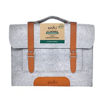 La STRAP - Cartable Eco-Friendly pour ordinateur - 100% recyclé éco-feutre - bandoulière- 15 pouces - gris 4