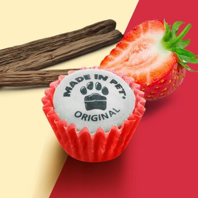 Mini-Cupcakes für Hunde - Erdbeer-Vanille - 36 Cupcakes