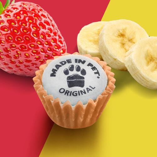 Mini cupcakes pour chiens - Banane Fraise Vanille - 18 cupcakes