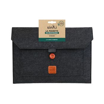 La sleeve - Pochette Eco-Friendly pour ordinateur - 100% recyclé éco-feutre - 13 pouces - gris anthracite 4