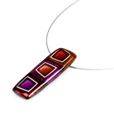 Purple & Orange Coloured Cubed Shaped Resin Necklace