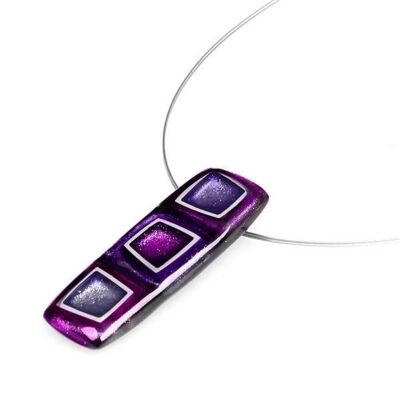 Purple Coloured Cubed Shaped Resin Necklace
