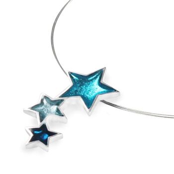 Collier en résine en forme d'étoile de couleur bleue et turquoise 1