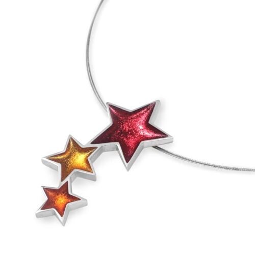 Red & Orange Coloured Star Shaped Resin Necklace