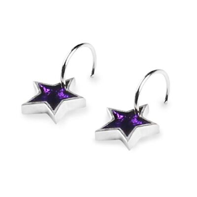 Purple Coloured Star Shaped Resin Earrings