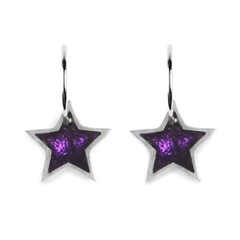 Boucles d'oreilles en résine en forme d'étoile de couleur violette 2