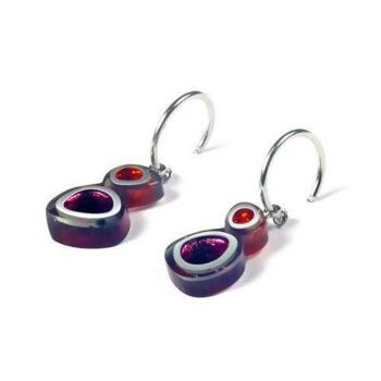 Boucles d'oreilles en résine mauve et orange en forme de bulle 1