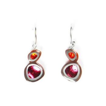 Boucles d'oreilles en résine mauve et orange en forme de bulle 2