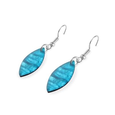 Blue Coloured Leaf Shaped Resin Earrings