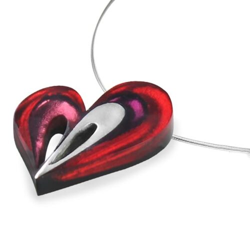 Red & Purple Coloured Heart Resin Necklace