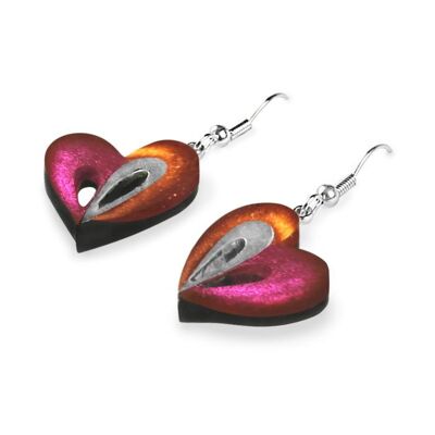 Purple & Orange Coloured Resin Earrings