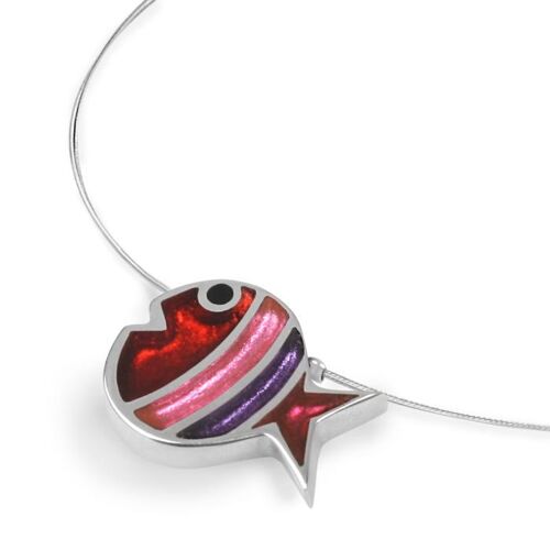 Red/Pink/Purple Coloured Resin Necklace