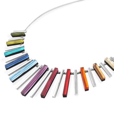 Multi Coloured Rectangles Resin Necklace - Matt Finish