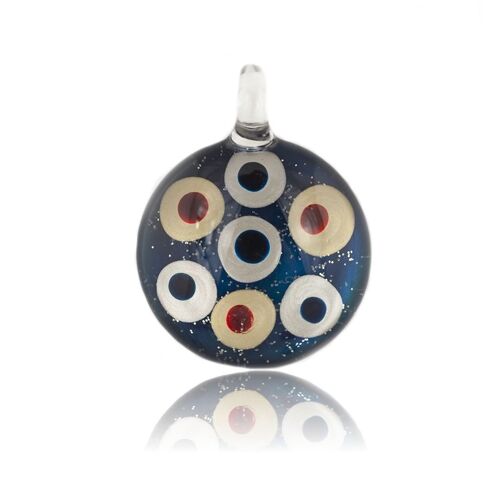 SWN539 - Blue Glass Round Dotty Pendant Necklace