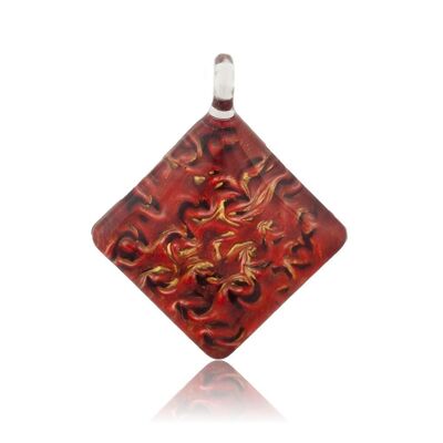 SWN504 - Red Glass Diamond Pendant Necklace