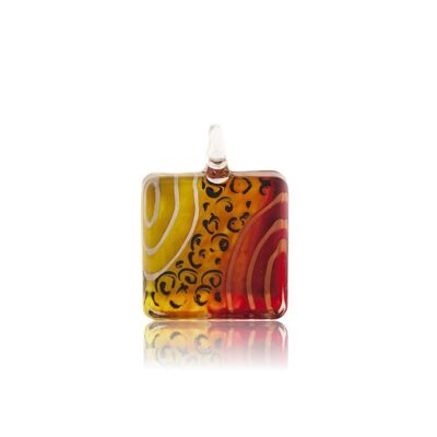 SWN505 - Multi-colour Glass Square Pendant Necklace