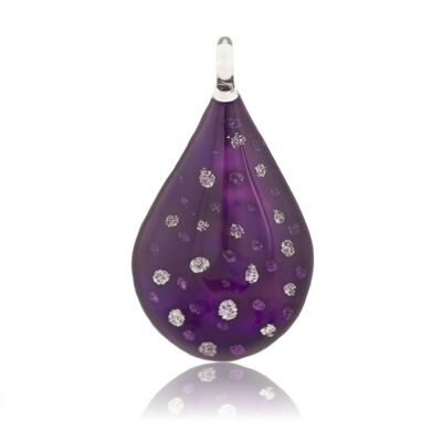 SWN509 - Purple Glass Teardrop Sparkle Pendant Necklace