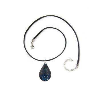 SWN511 - Collier à pendentif scintillant en forme de larme en verre bleu 2