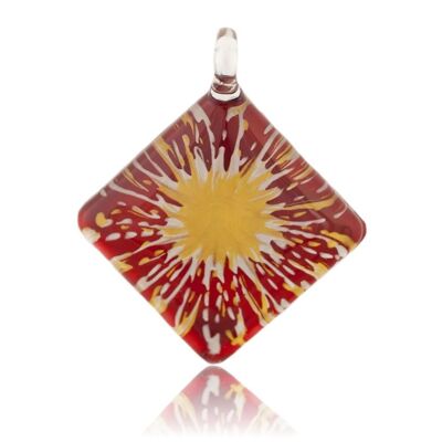 SWN513 - Red Glass Diamond Gold Splash Pendant Necklace