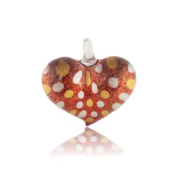 SWN516 - Collier à pendentif scintillant en forme de coeur en verre orange 1