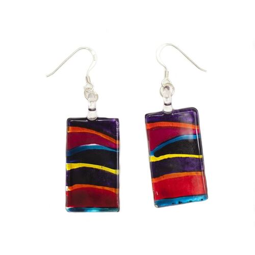 SWE502 - Multi-colour Glass Rectangle Drop Earring