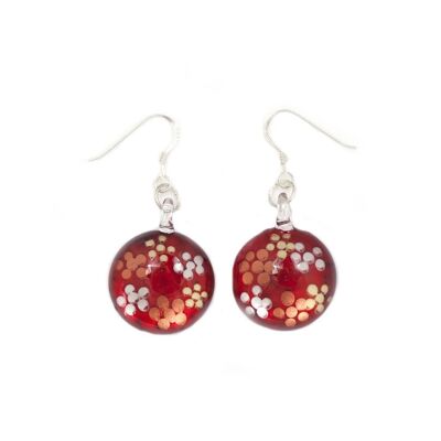 SWE526 - Fuchsia Pink Glass Round Dotted Drop Earring
