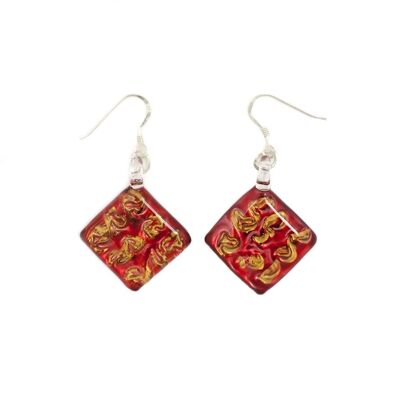 SWE504 - Red Glass Diamond Drop Earring