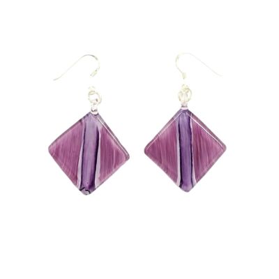 SWE512 - Purple Glass Diamond Drop Earring